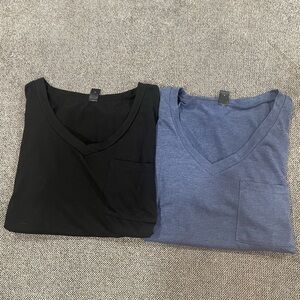 SHEIN Black & Blue V-Neck Short Sleeve Tee (Set of 2)